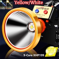 800000LM XHP199 Powerful Yellow/White Light Led Headlamp Super Bright XHP90.2 Headlight USB Recharge