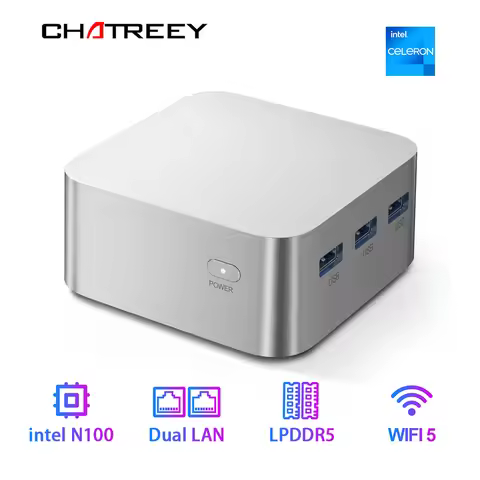 Chatreey T8 Mini PC Intel Celeron Quad Core N200/N100 Pocket Computer 3xHD 2.0 2xGigabit Ethernet Wi