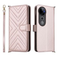 全城熱賣 - 適用於 vivo S19 Pro 5G / V40 5G 多功能六卡槽手機皮套 帶手腕繩（粉色）