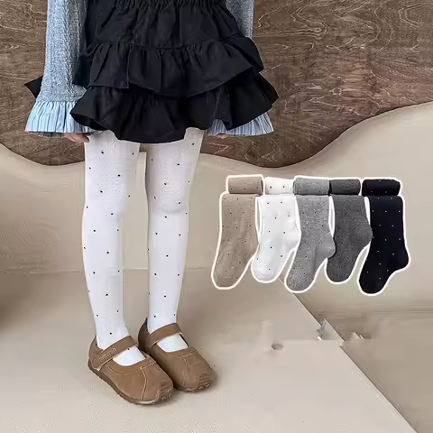 Children's Tights For Girls Cotton Dot Vintage Baby Girls Tights Autumn Spring Kids Tight Pantyhose 
