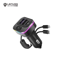 Lenyes CA904 Adapter USB Car Charger 37.5W Super Fast Charging USB Port with Built In Cable Lightning Type c