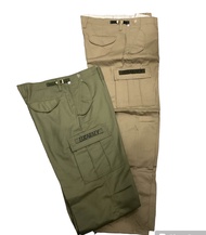 กางเกงทหาร กระเป๋าข้าง สีครีม สีเขียว เอว 28”-38”