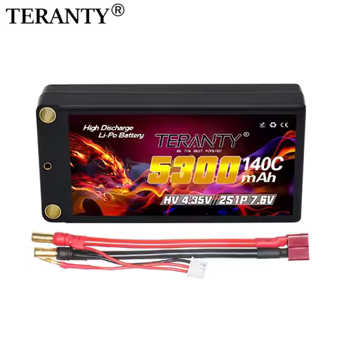 5300Mah 2S 7.6V Hv Low Profile Hardcase Shorty Lipo Batterij 5.0Mm bullet Voor Racing Rc Auto Boot 1