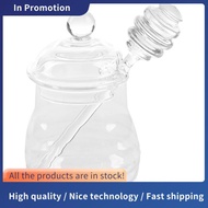 Transparent glass honey jar with lid Honey Jar with Dipper, Clear, 9 Ounces