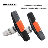 BRAKCO M-968V Bike V Brake Calipers Pads Shoes Blocks For 14/ 16/ 20 Inch Wheels Set Dahon Fohon Brompton 3Sxity United Trifold Folding Bicycle