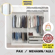 IKEA PAX / MEHAMN/AULI Wardrobe combination, white/mirror glass I Almari pakaian