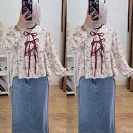 GHIANA Premium Ribbon Coquette Blouse