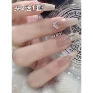 fake nails handmade nails Raw Coconut French Manicure New Style 2025 Fake Nails Influencer Wearing N