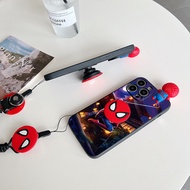 For Samsung Galaxy A13 A21 A22 4G A22 5G A23 4G A13 5G A04S A14 4G A14 5G 4G A23 5G A31 A32 4G A32 5G A33 5G Cartoon Spider-Man Phone Case with Stand Doll and Lanyard
