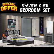 Special Offer 5’/6’/8’ x 8’H Set Bilik tidur / Bedroom set WITHOUT Mattress~ 7025FM-1788
