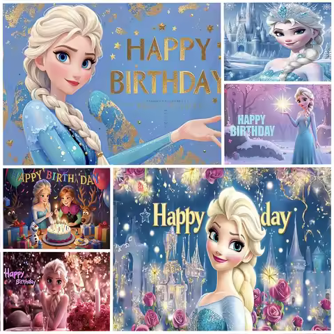 Disney Frozen Elsa Anna Princess Girl Birthday Party Decoration Backdrop Frozen Snow Castle Backgrou