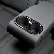 Carbon Fiber Style ABS Rear Passenger Seat Water Cup Holder Frame Cover Trim For Hyundai Elantra CN7