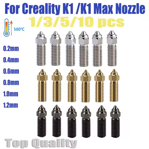 For Creality Ender 3 V3 KE K1/k1 Max Nozzle 0.4 0.6 0.8mm Nozzles Hard Steel Copper plated Brass Gen