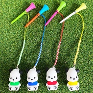 4 Pieces Pack Korea Hot Sale Pacha Dog GOLF Studs Cute Cartoon GOLF TEE with Rope Anti-Lost Ball Seat (Ball Studs and Rope Colors Random