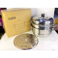 Sqrs - Steaming Pot Set Of 3-tier Stainless Steel Multipurpose Steamer Diameter 26cm