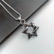 Men men's necklace Retro Hexagram Magic Hollow men's Pendant Stainless Steel necklace 10.17