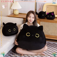 CLEVERHD Cuddly Pillow Cushion, Round Ball Cuddly Black Cat Plush Doll, Ins 4 Size Plushie Stuffed T