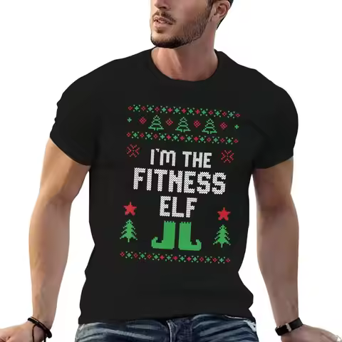 Fitness Elf Ugly Christmas Costume Matching Family Group T-Shirt Sweat Absorbing Sports Tee Shirt