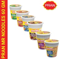 PRAN Mr. Noodles Cup - Chicken/Vegetable/Kari/Daging/Tomyam/ Asam Laska (60g).