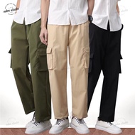 Malaysia SpotCOD Seluar Kerja Cargo Pants Men Khakis Baggy Sport Loose Straight Cut Overalls Casual 
