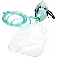2 Pack Adult Non-Rebreather Oxygen Mask with 7 Foot Tubing &amp; Reservoir Bag - Size L Oxygen tank port