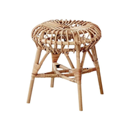 Rattan Round Stool Japanesedesign Makeup Stool Multi-Purpose Ottoman Living Room Bedroom Entryway Ta