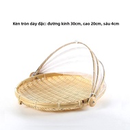 KENS Large Size Bamboo Woven Fly Screen Basket Insect Proof Storage Basket Fruit Tray Steamed Buns B