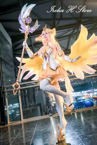 Irelia H Store LOL Star Guardian Soraka Prestige Cosplay Costume women Halloween Full set with wand 