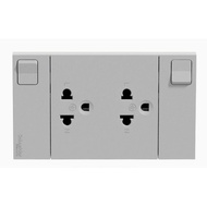 ใหม่ล่าสุด! Schneider ชุดเต้ารับคู่ 3 ขา พร้อมม่านนิรภัยและสวิตช์ควบคุม พร้อมหน้ากาก Avatar ON A