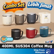 BEST4U 400ML Thermal Cup with Cover Handgrip Coffee Tea Mug Stainless Steel Inner Drinking Cup Drink