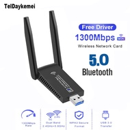 1300Mbps USB 3.0 Wifi Bluetooth 5.0 Adapter 2In1 Dongle Dual Band 2.4G&amp;5Ghz Wifi 5 Network Wireless Wlan Receiver DRIVER FREE