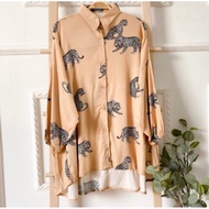 Leopard silk blouse top