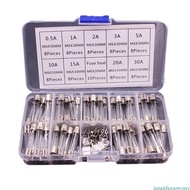 jenniferagg.my 9 Values 72pcs Fast Glass Tube Fuses Assortment Kit 6x30mm 250V 0 5A 30A Fuses Glass 
