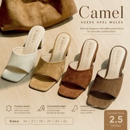 Ratin Model [Camel] 36-41 2.5-Inch High Heels Suede **For Chubby Feet/Wide Feet Add 1 Size**