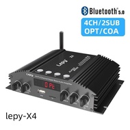 X4 Bluetooth 5.0 Power Amplifier Optical Fiber Coaxial Input 2.1 Audio Amplificador Dual Subwoofer Output 4 Channels COA OPT USB