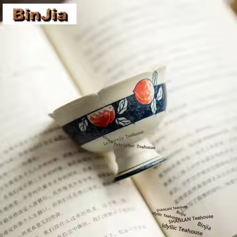 60ml Hand-painted Peach Teacup Antique Tea Bowl Cup For Tea Tea-tasting Personal Cup Jianzhan Master