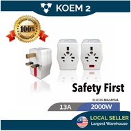 Original Lemax 3 Way Multi-Adaptor 13A with Neon Light Indicator Wall Plug