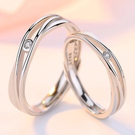 1 Pair 925 Sterling Silver CZ Diamond Everlasting Love Rings Wedding Engagement Couple Rings 2 In 1 