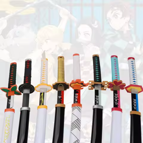 104cm/41in 1:1 Anime Katana Sword Zenitsu Kamado Tanjiro Cosplay Props with White Belt and Holder De