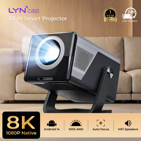 X7 Native 1080P Smart Projector 8K 4K Support/1000 ANSI/ with Android 14 OS, Compatible with Netflix