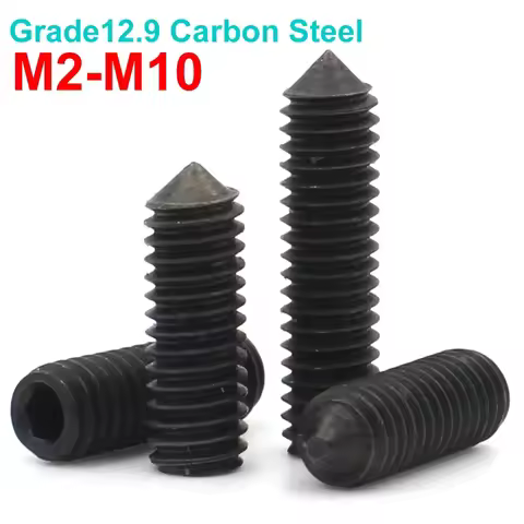 5-100pcs M2 M2.5 M3 M4 M5 M6 M8 M10 Grade12.9 Black Carbon Steel Hex Socket Hexagon Allen Head Cone 