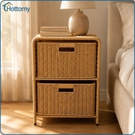 Rattan Bedside Cabinet Handmade Rattan Nightstand Bedroom Furniture Built-in Handles Household Organ