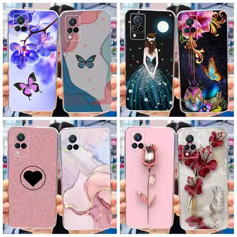 For Vivo V21 Case V 21 21E Silicone Back Cover Fashion Butterfly Phone Case For Vivo V2050 Capa Vivo
