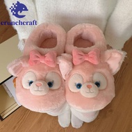 CRUNCHCRAFT​ Cartoon Plush Slippers, Bow Fluffy Warm Fur Slippers, Anime Linabell/StellaLou 3D Bunny