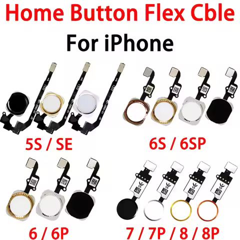 Menu Home Button Key With Flex Cable Touch ID Fingerprint Sensor For iPhone 5S 6 6P 6S 7 7P 8 Plus H