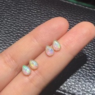 [Moonlight Color] Opal Stone Stud Earrings S925 Silver Magic Color Sweet Style Earrings Exquisite Ea