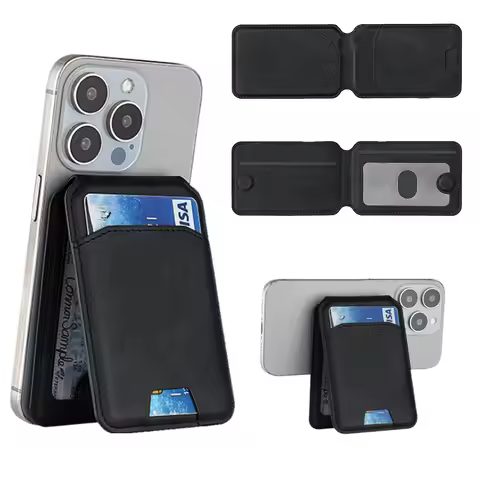 Pu Leather Cell Phone Case Card Pocket Cardholder Magnetic Card Wallet Stand Magsafe Credit Card Hol