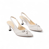 [Form nhỏ] Giày Slingback Gót 7 Phân Phối Khoá Chéo Pixie H395