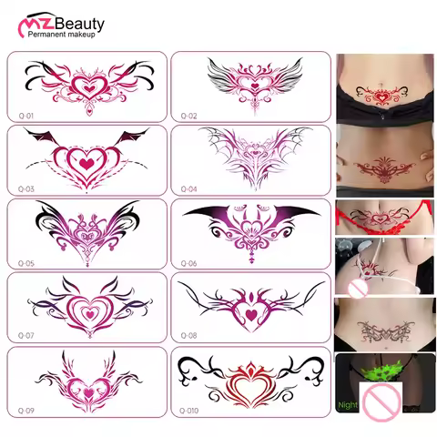 10 Pcs Glow-in-the-Dark Succubus Temporary Tattoo Stickers for Women Long-Lasting Waterproof Fake Ta