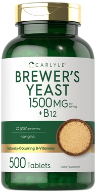 Brewers Yeast Tablets with Vitamin B12 | 500 Count | 1500mg | Non-GMO